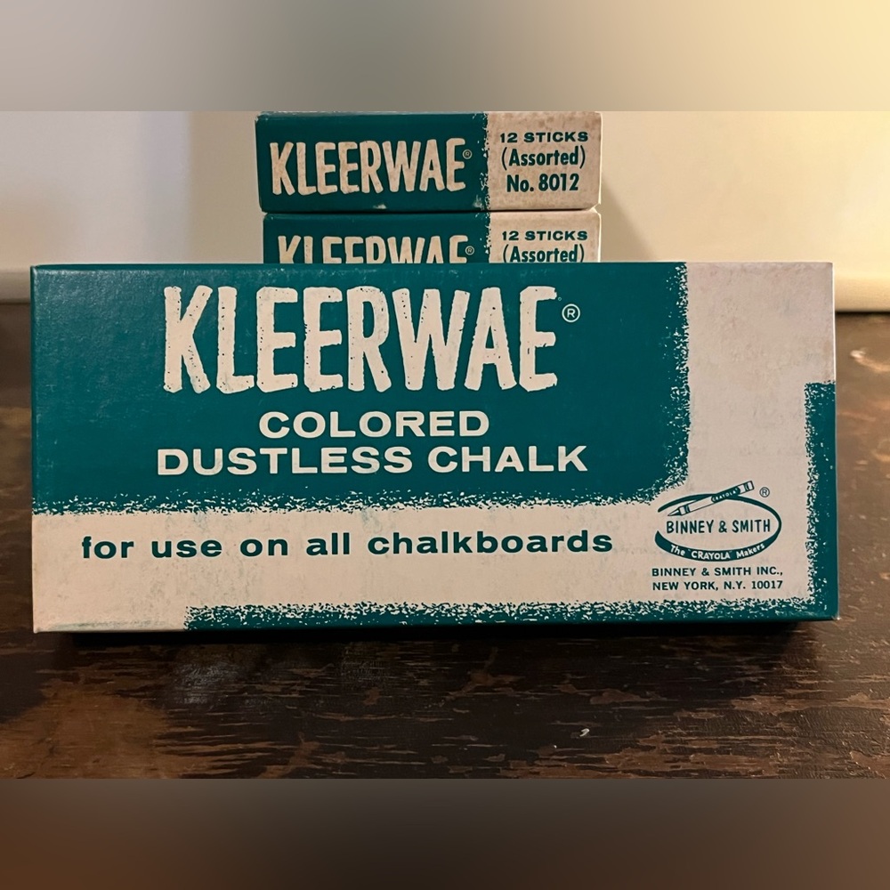 Vintage lot of 6 boxes Kleerwae Colored Dustless Chalk Binney & Smith Crayola